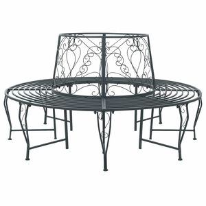 vidaXL Baumbank 8-Sitzanzahl &Oslash; 160 x 89 cm Stahl Silber Grau Rund