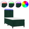 vidaXL Boxspringbett mit Matratze & LED Dunkelgr&uuml;n 80x200 cm Samt