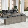 vidaXL Gartensofa-set mit Kissen 9 pcs Grau Poly-Rattan