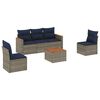 vidaXL 6-teiliges Gartensofa-Set mit Kissen, grau, Polyrattan