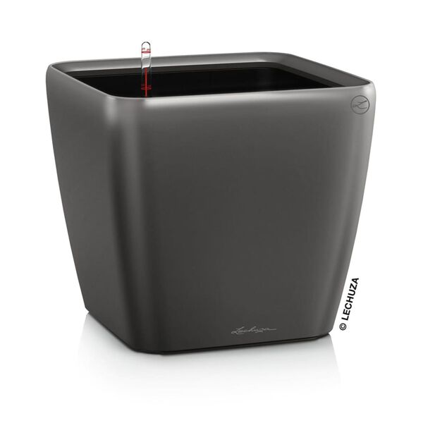 LECHUZA Tisch-Pflanzgef&auml;&szlig; QUADRO LS 21 ALL-IN-ONE Kohlegrau-Metallic