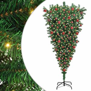 vidaXL Umgedrehter Kunst Weihnachtsbaum mit Kugelset Gr&uuml;n 180 cm PVC