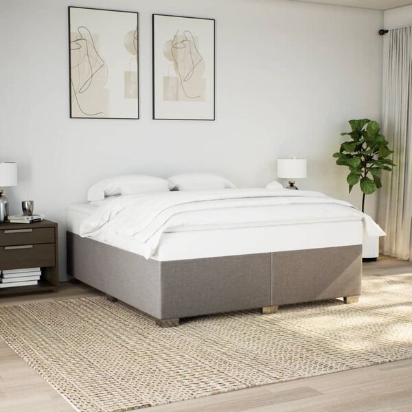 vidaXL Boxspringbett mit Matratze Taupe 180x200 cm Stoff