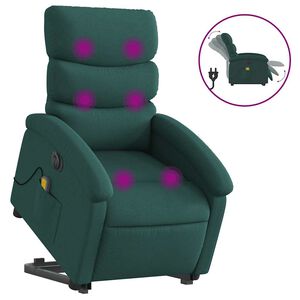 vidaXL Elektrischer Massagesessel mit Aufstehhilfe Dunkelgr&uuml;n Stoff