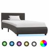 vidaXL Bettgestell mit LED Grau Kunstleder 100x200 cm