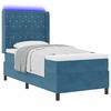 vidaXL Boxspringbett mit Matratze mit LED Blau 100 x 200 cm Samt