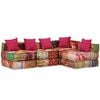 vidaXL 4-Sitzer Modularer Pouf Patchwork Stoff