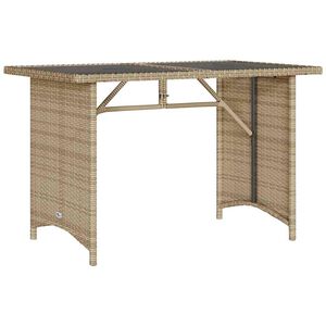 vidaXL Gartentisch mit Glasplatte Beige 110x68x70 cm Poly Rattan