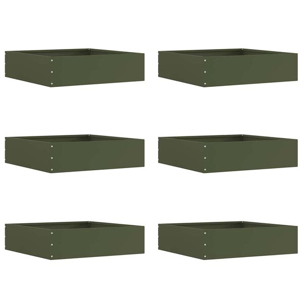 vidaXL Raseneinfassung 6 pcs Olive Gr&uuml;n 50 x 50 x 13 cm Stahl
