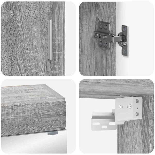 vidaXL Badezimmerm&ouml;bel-Set mit Regal TULUM Graues Sonoma Holzwerkstoff