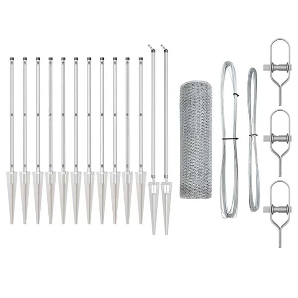 vidaXL Zaunpfosten Silber 25 x 1 m (25 mm Maschen) Stahl