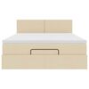 vidaXL Ottomane Bett mit Matratze & LEDs Creme 140x200 cm Stoff