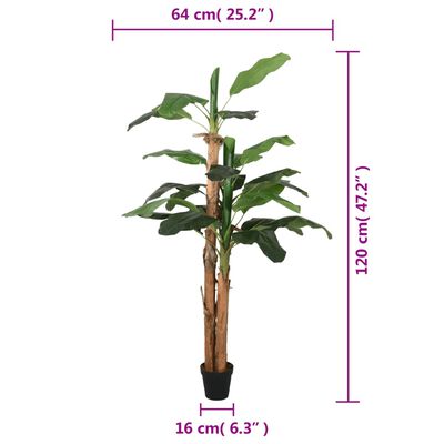 vidaXL Bananenbaum Künstlich 9 Blätter 120 cm Grün