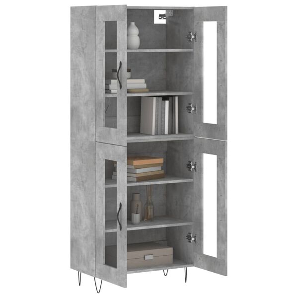vidaXL Highboard Betongrau 69,5x34x180 cm Holzwerkstoff