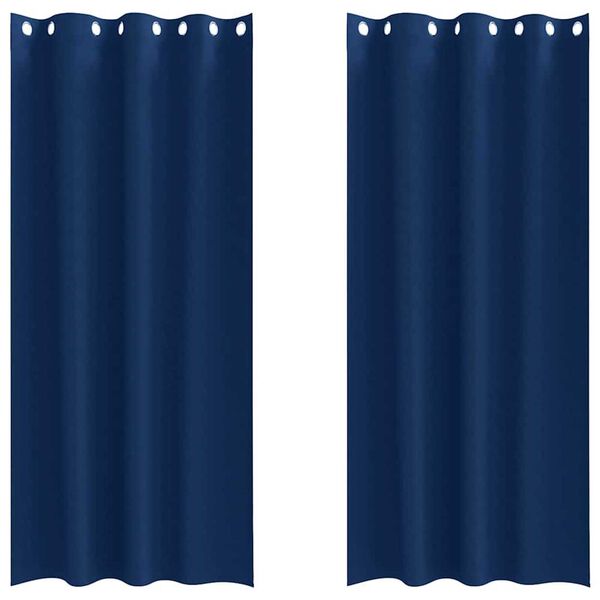 vidaXL Verdunkelungs-Vorh&auml;nge mit Ringen 2 pcs Dunkelblau 225 x 140 cm