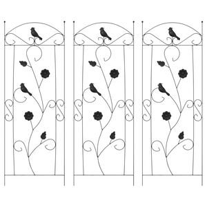 vidaXL Gartenzaun 3 pcs Schwarz 110 x 40 cm Stahl