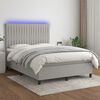 vidaXL Boxspringbett mit Matratze & LED Hellgrau 140x200 cm Stoff