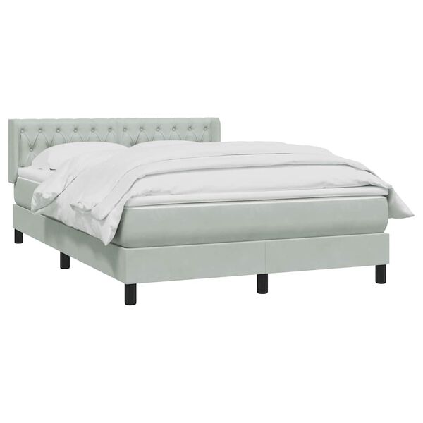 vidaXL Boxspringbett mit Matratze Hellgrau 160x210 cm Samt