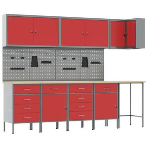 vidaXL Werkzeugschrank-Set 4 pcs Rot Pulverbeschichteter Stahl