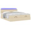 vidaXL Ottoman-Bett mit Matratzen & LEDs Creme 160x200 cm Stoff