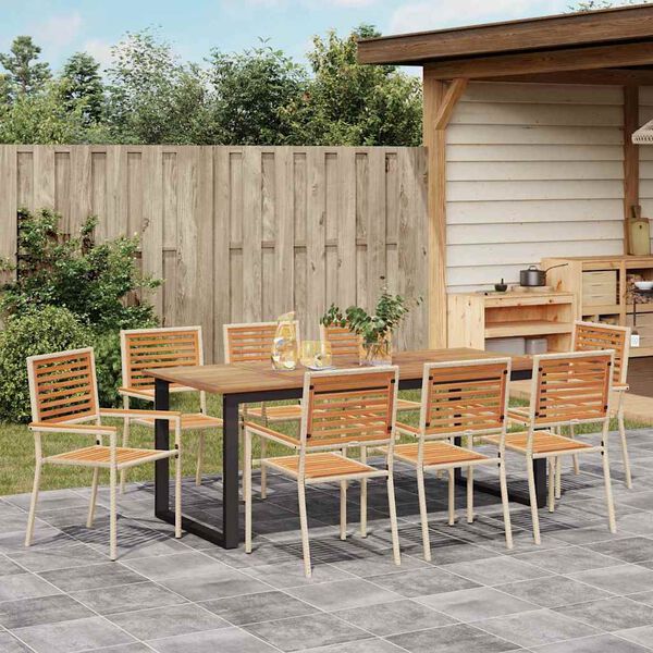 vidaXL Garten Essgruppe 9 pcs Beige Massivholz Akazie