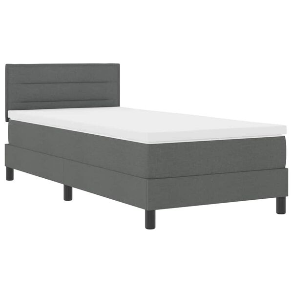 vidaXL Boxspringbett mit Matratze Dunkelgrau 100 x 200 cm Stoff