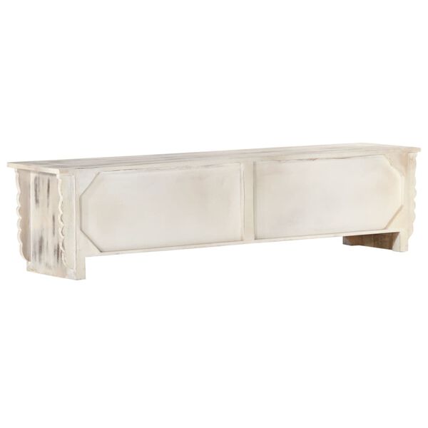 vidaXL TV-Schrank Weiß 140x30x35 cm Massivholz Mango