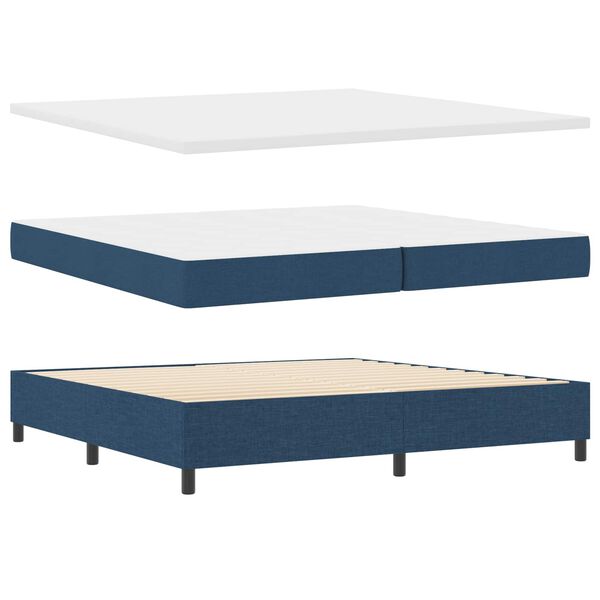 vidaXL Boxspringbett mit Matratze mit LED Blau 200 x 200 cm Stoff