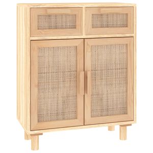 vidaXL Sideboard Braun 60x30x75 cm Massivholz Kiefer und Natur-Rattan
