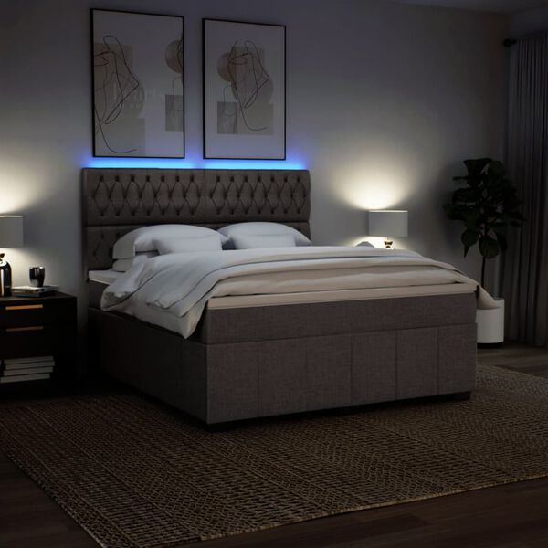 vidaXL Boxspringbett mit Matratze Taupe 180x200 cm Stoff