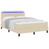 vidaXL Boxspringbett mit Matratze mit LED Creme 140 x 200 cm Stoff