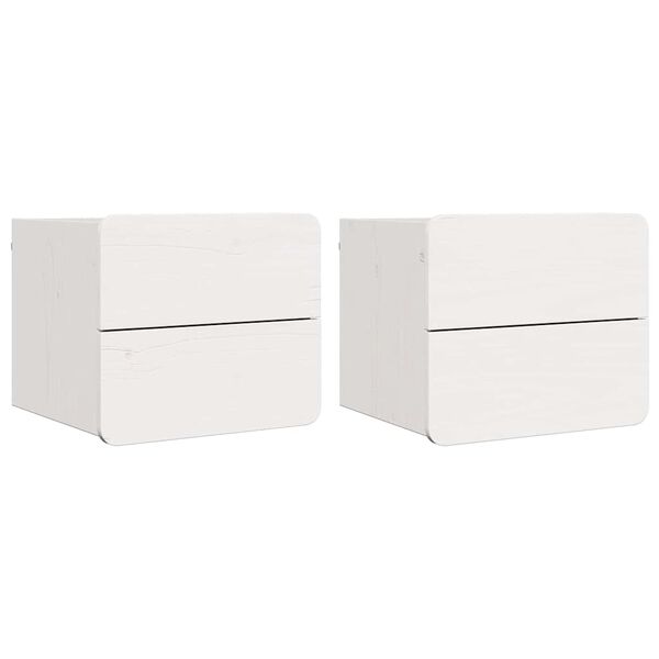 vidaXL Nachttisch 2 pcs Wei&szlig; 39 x 34 x 33 cm Massivholz Kiefer