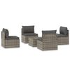 vidaXL 5-tlg. Garten-Lounge-Set mit Kissen Grau Poly Rattan