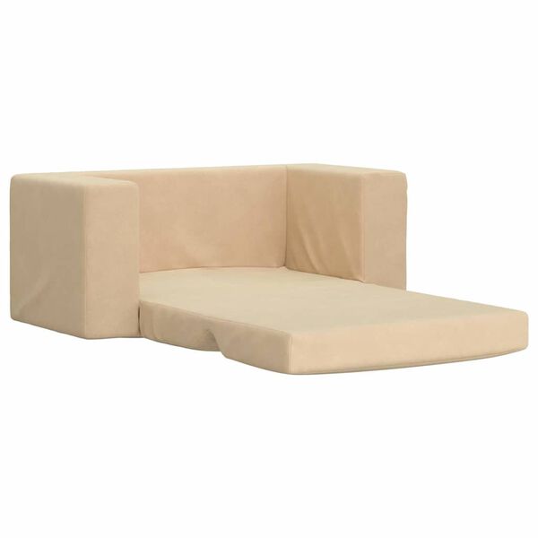 vidaXL Kinder-Schlafsofa 2-Sitzer Creme Weicher Plüsch