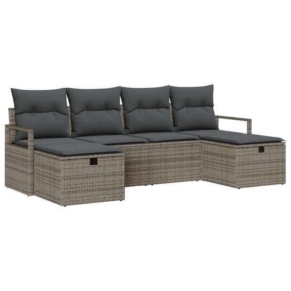 vidaXL Sofa Set mit Kissen 5 pcs Poly-Rattan