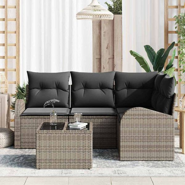 vidaXL Gartensofa-set Grau Poly-Rattan