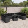 vidaXL Garten-Sofa-Set mit Kissen 11 pcs Schwarz Poly Rattan