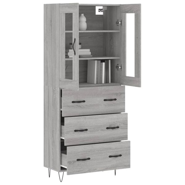 vidaXL Highboard Grau Sonoma 69,5x34x180 cm Holzwerkstoff