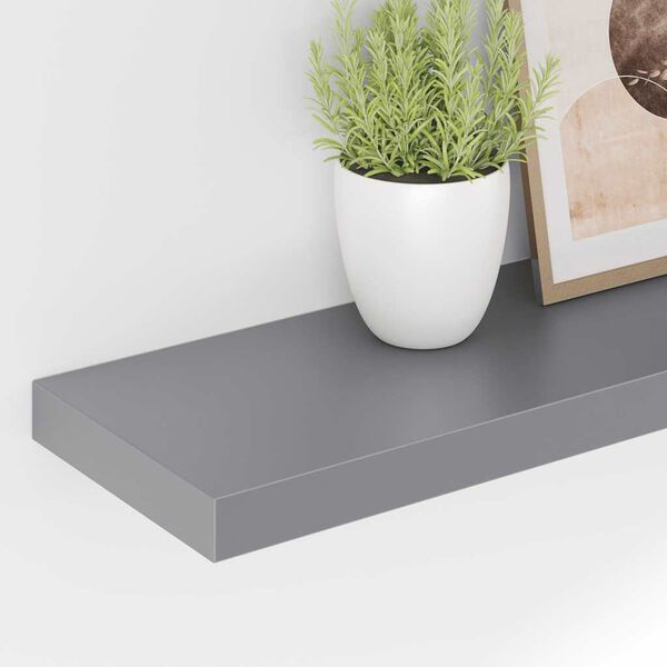vidaXL Schwebende Wandregale 2 Stk. Grau 90x23,5x3,8cm MDF