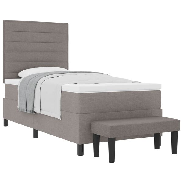 vidaXL Boxspringbett mit Kopfteil Taupe 90 x 200 cm Stoff