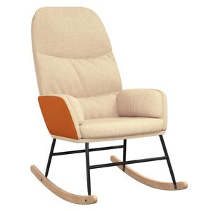 vidaXL Schaukelstuhl Cremewei&szlig; Stoff