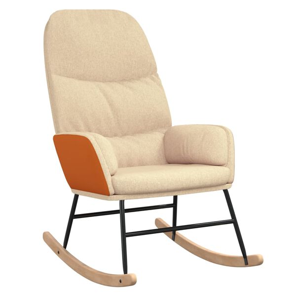 vidaXL Schaukelstuhl Cremeweiß Stoff