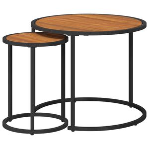 vidaXL Kaffeetisch Set 2 pcs Nat&uuml;rlich und Schwarz 55 x 55 x 45 cm