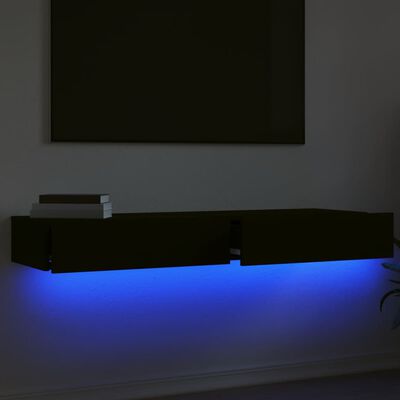 vidaXL TV-Schränke mit LED-Leuchten 2 Stk. Schwarz 60x35x15,5 cm