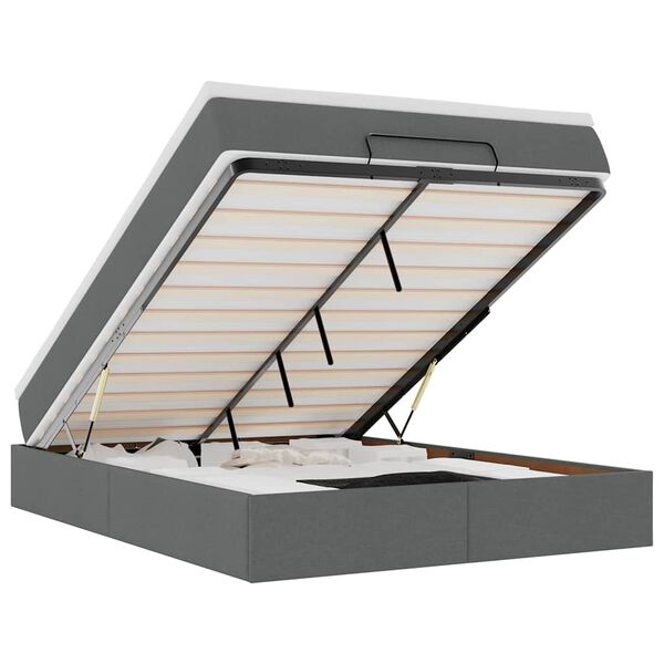 vidaXL Ottoman-Bett mit Matratze Dunkelgrau 140x190 cm Stoff