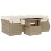 vidaXL 7-tlg. Garten-Sofagarnitur mit Kissen Beige Poly Rattan