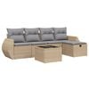vidaXL 6-tlg. Garten-Sofagarnitur mit Kissen Beige Poly Rattan