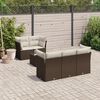 vidaXL 6-tlg. Garten-Sofagarnitur mit Kissen Braun Poly Rattan