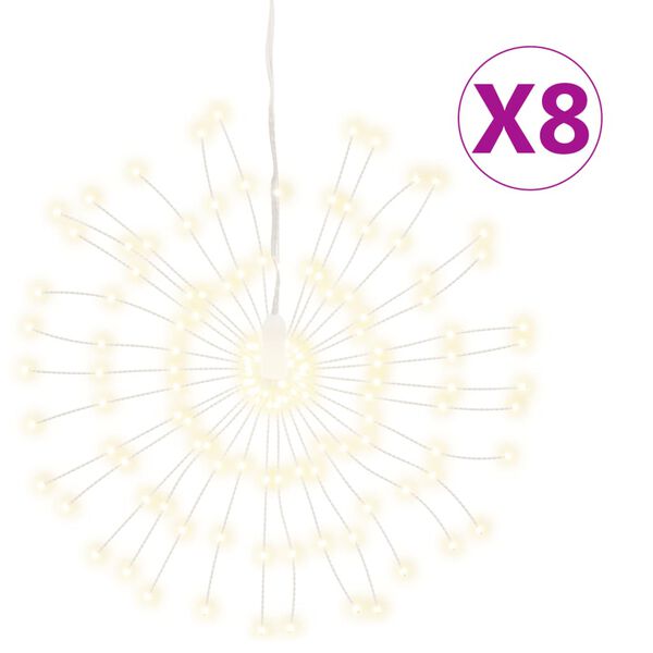 vidaXL Weihnachtsbeleuchtungen Feuerwerk 8 Stk. 140 LEDs Warmwei&szlig; 17cm