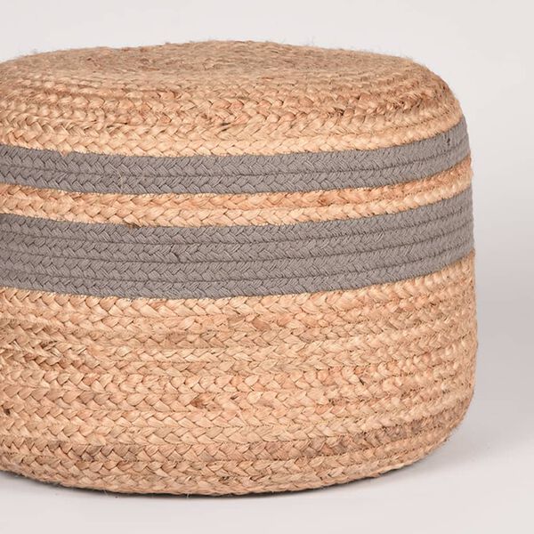 LABEL51 Pouf Geflochtene Jute Grau und Natur